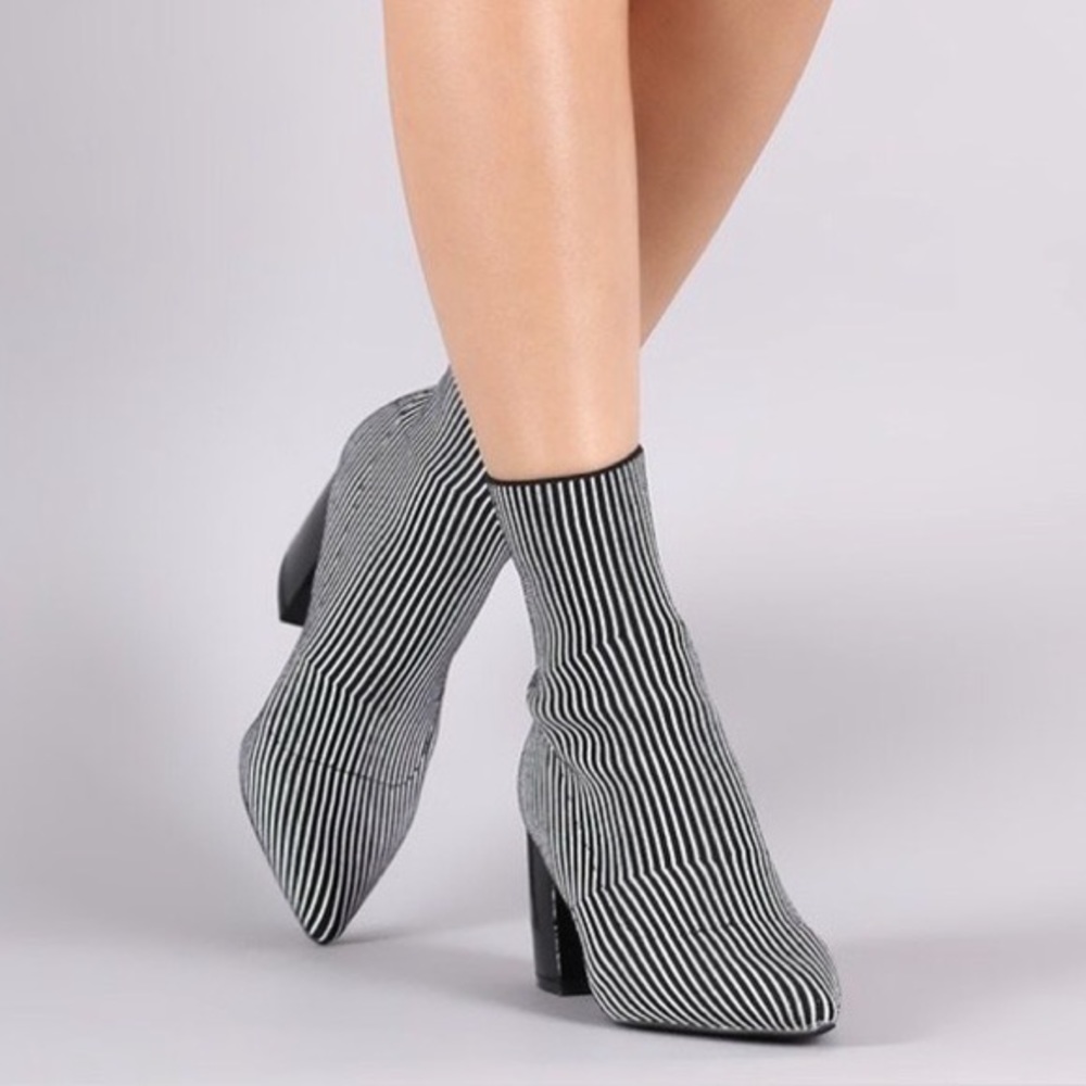 Striped Ankle Sock Boot